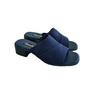 Borelli Connie Navy Blue Fabric Slide Sandals 9M Y2K Minimalist Coastal Grandma